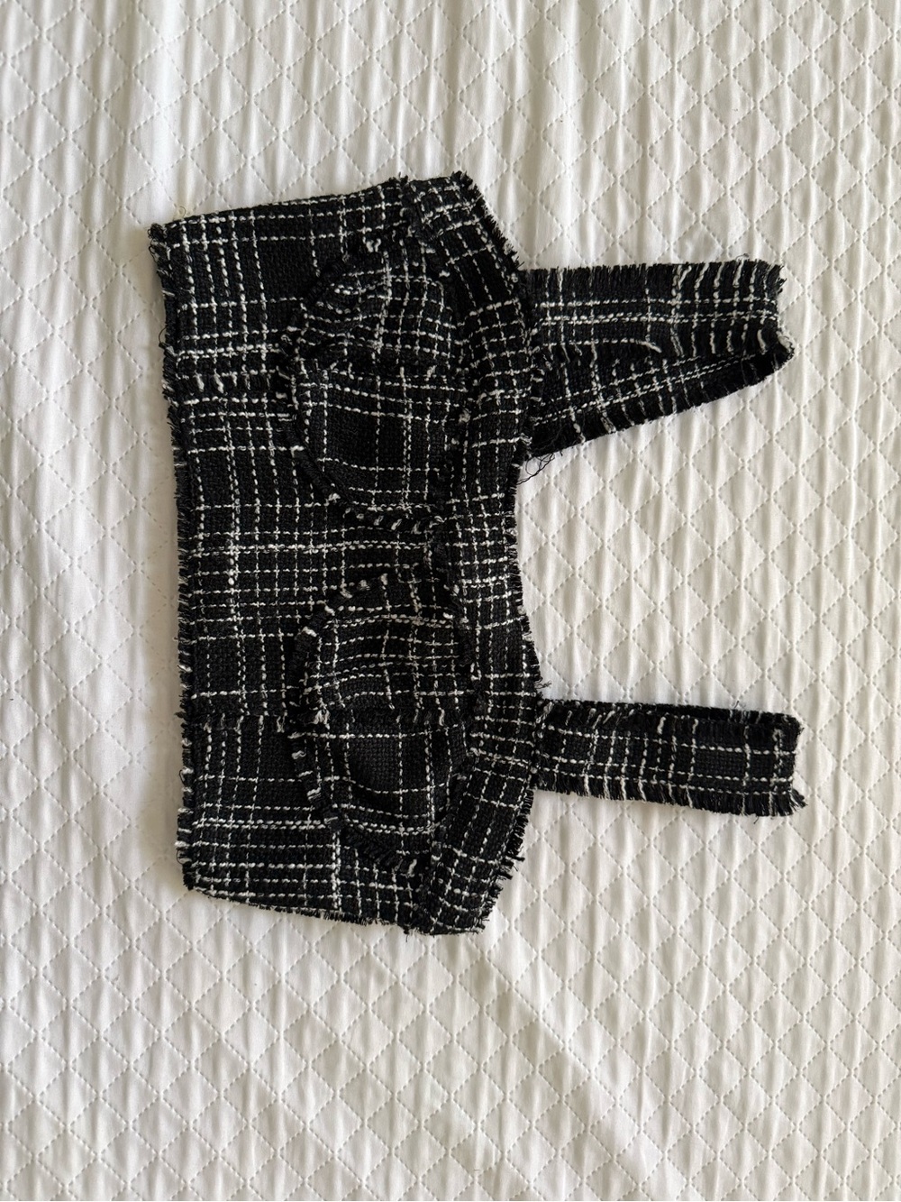 H&M Black and White Tweed Crop Top with Straps